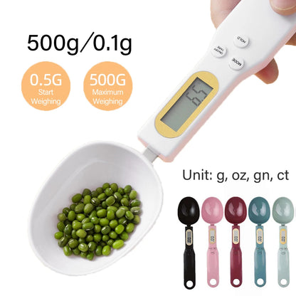500G/0.1G Weight Measuring Spoon Portable LCD Digital Kitchen Scale Electronic Food Measuring Spoon Scale Kitchen Tool for Food