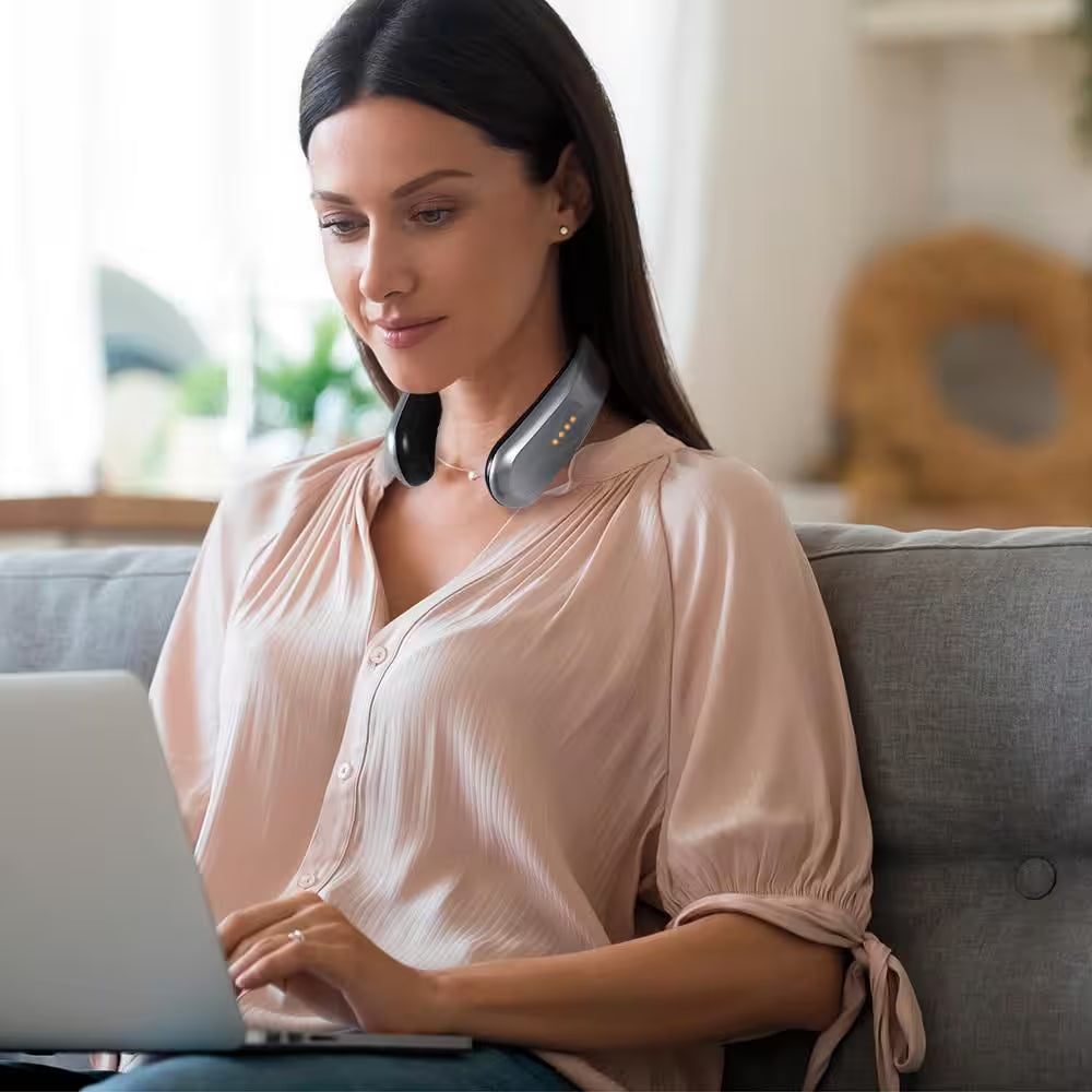 450-Watt Silver and Black Electric USB Rechargeable Personal Wearable Neckband Heater